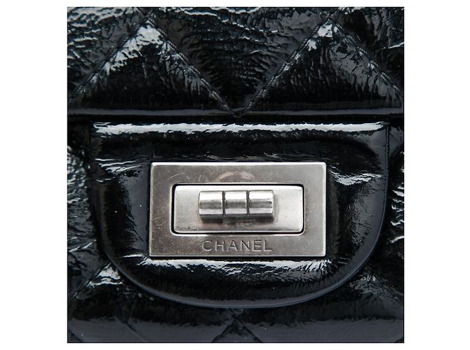 Chanel Black Quilted Crinkled Patent Reissue 2.55 Double Flap 227 Nero - vista 5