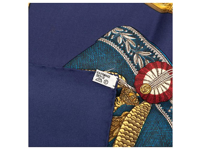 Sciarpa in seta Hermès Blue Grand Uniforme 90 Blu scuro - vista 5