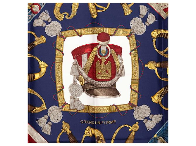 Sciarpa in seta Hermès Blue Grand Uniforme 90 Blu scuro - vista 8