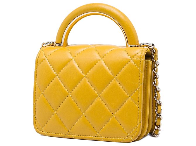 Chanel Yellow Mini Lambskin Paris Le19M Charming Top Handle Flap Giallo - vista 2