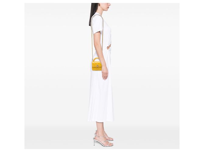 Chanel Yellow Mini Lambskin Paris Le19M Charming Top Handle Flap Giallo - vista 7