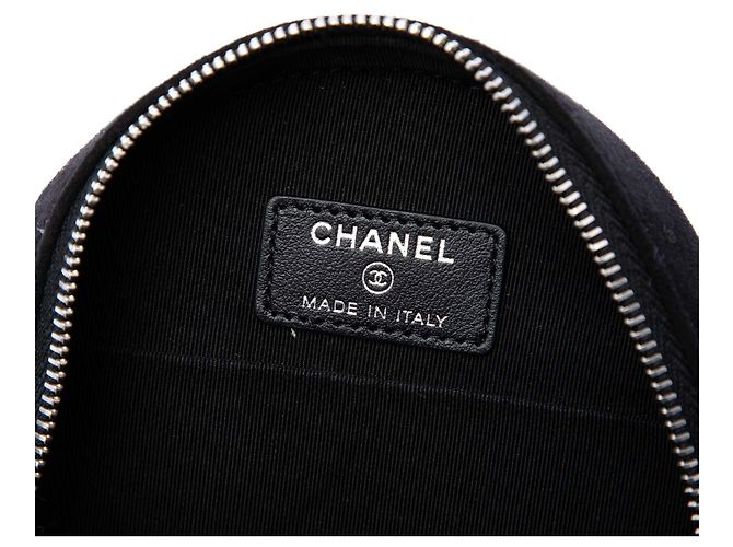 Clutch Redonda Chanel Black Quilted Suede Cocostellar con Cadena Negro - vista 5
