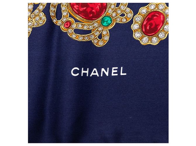 Chanel Blue Gripoix Seidenschal mit Print Blau Marineblau - Ansicht 2