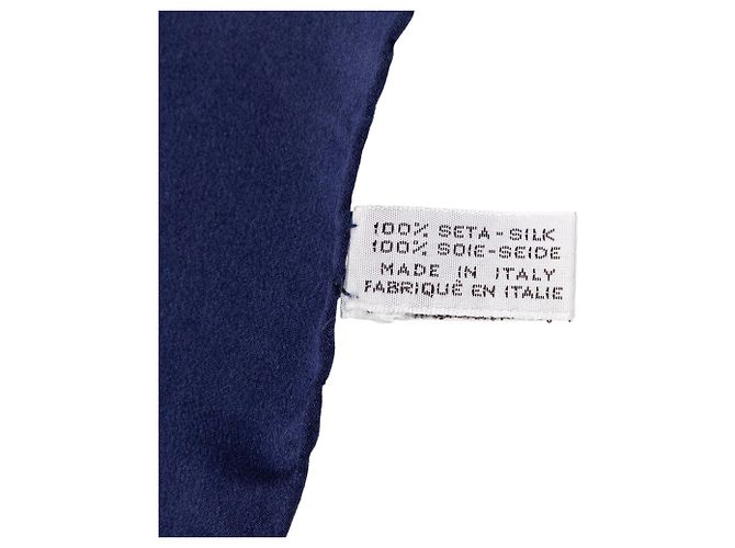 Chanel Blue Gripoix Seidenschal mit Print Blau Marineblau - Ansicht 3