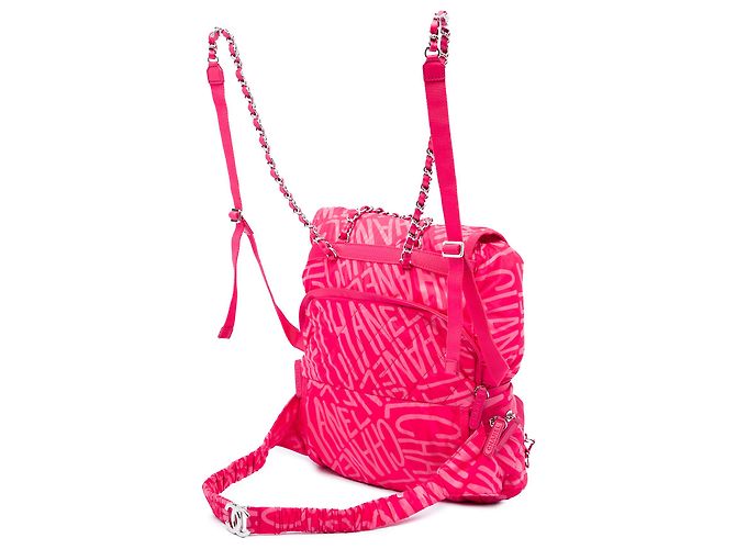 Zaino convertibile Chanel Coco Neige in nylon stampato rosa - vista 2
