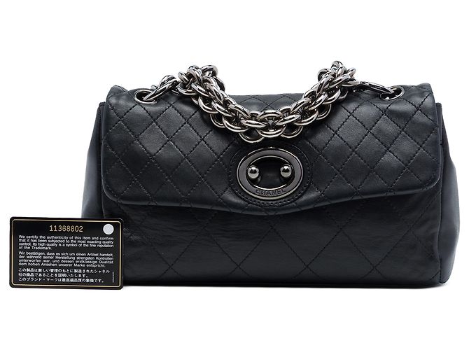 Anello a catena Chanel Black Quilted Calfskin Bijoux Chain Flap Nero - vista 7