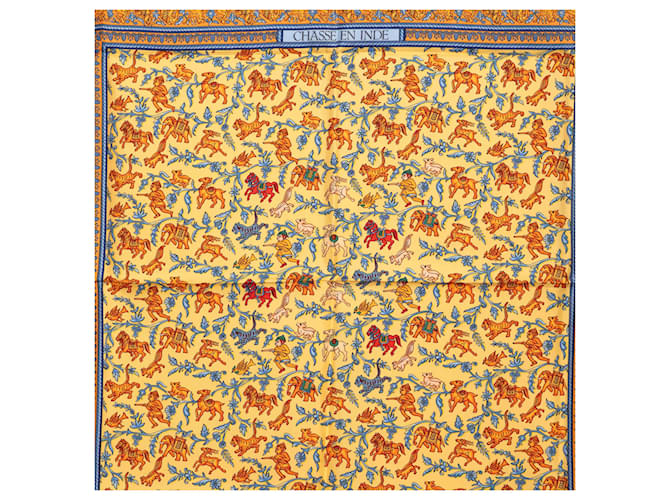 Sciarpa in seta Hermès Orange Chasse En Inde 90 Arancione - vista 2