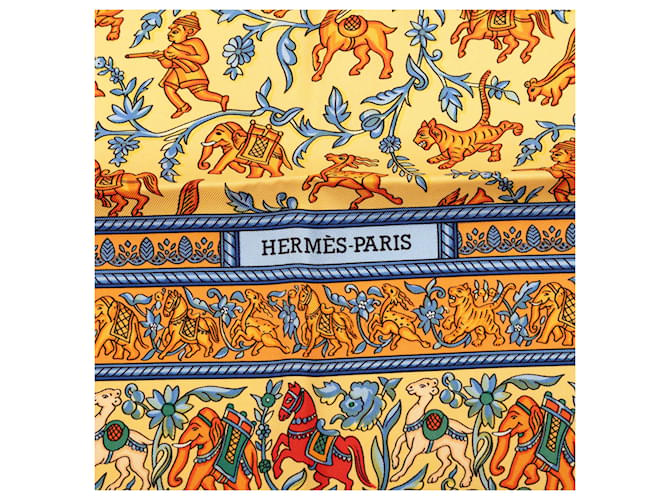 Sciarpa in seta Hermès Orange Chasse En Inde 90 Arancione - vista 4