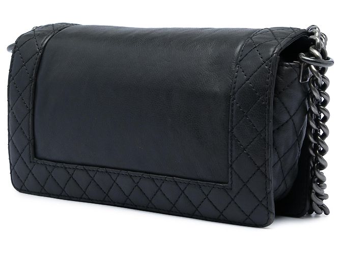Chanel Black Old Medium Lambskin Boy Reverso Flap Schwarz - Ansicht 2