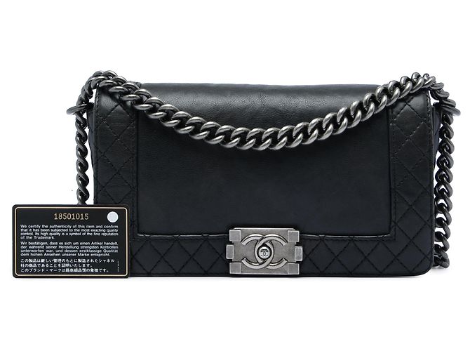 Chanel Black Old Medium Lambskin Boy Reverso Flap Schwarz - Ansicht 7