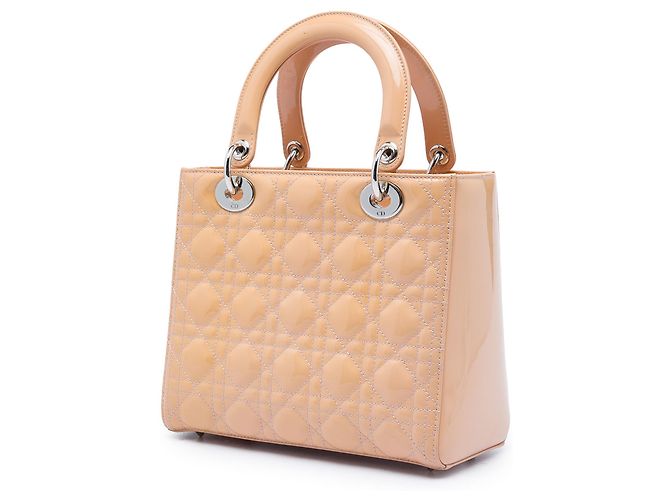 Dior Marrone Medium Patent Cannage Lady Dior Carne - vista 2