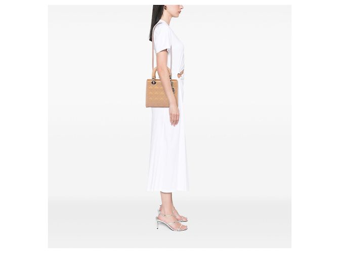 Dior Marrone Medium Patent Cannage Lady Dior Carne - vista 5