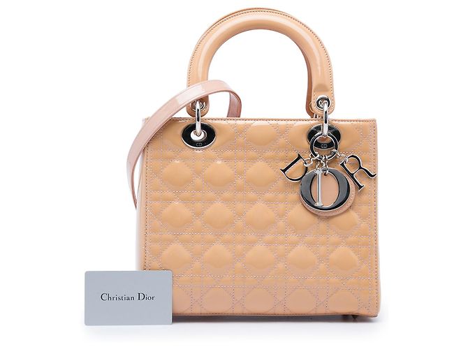 Dior Marrone Medium Patent Cannage Lady Dior Carne - vista 6