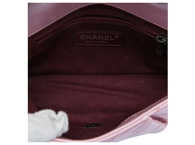 Chanel Mini Flap Coco Pleats en piel de becerro metalizada acolchada rosa con cadena - vista 4