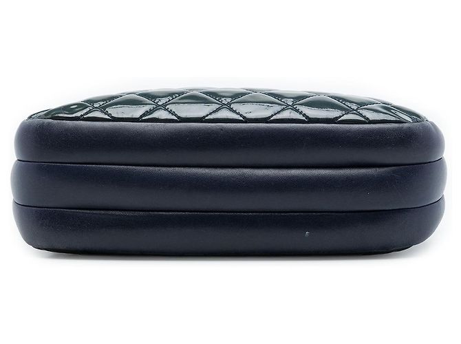 Chanel Blue Quilted Patent CC Crown Double Zip Crossbody Bleu Bleu Marine - vue 3