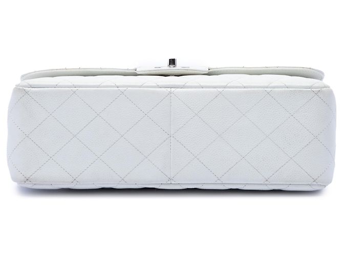 Chanel White Jumbo Classic Caviar Double Flap Bianco - vista 3