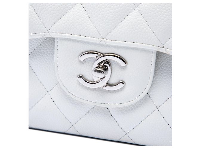 Chanel White Jumbo Classic Caviar Double Flap Bianco - vista 5