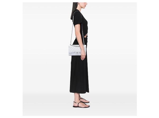 Chanel White Jumbo Classic Caviar Double Flap Bianco - vista 6