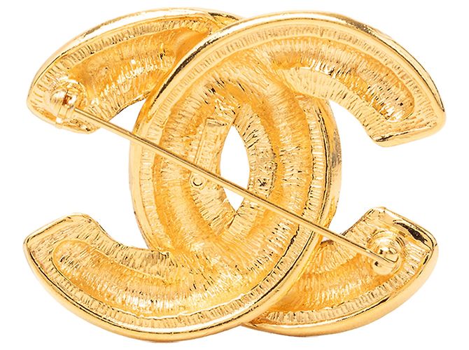 Spilla Chanel Gold CC trapuntata placcata oro D'oro - vista 2