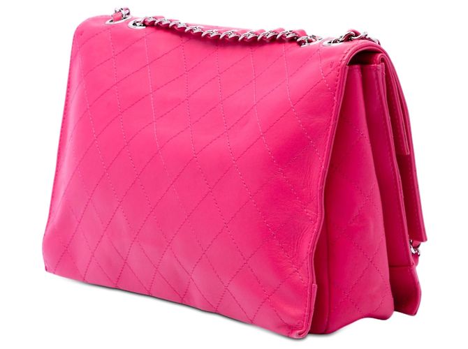 Chanel Pink Jumbo Quilted Lambskin 3 Accordion Double Flap Rosa - vista 2