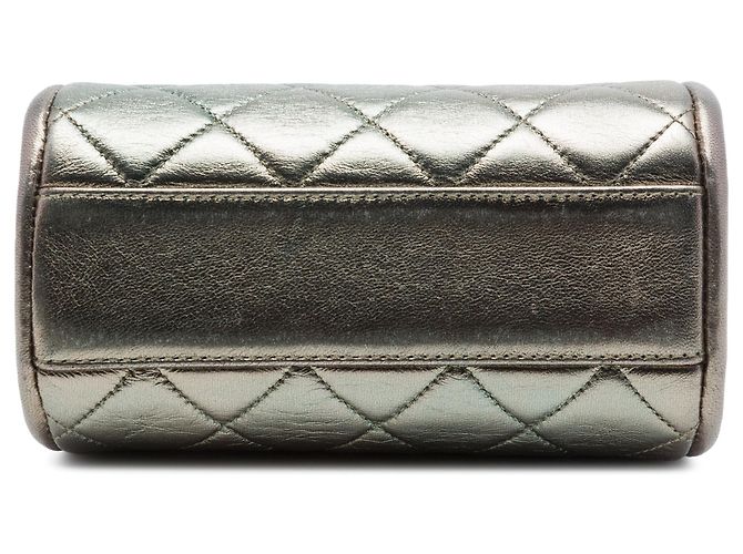 Chanel Borsa a tracolla Chanel Mini CC in agnello metallizzato trapuntato Argento con struttura - vista 3