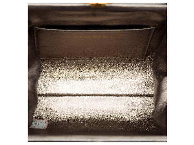 Chanel Borsa a tracolla Chanel Mini CC in agnello metallizzato trapuntato Argento con struttura - vista 4