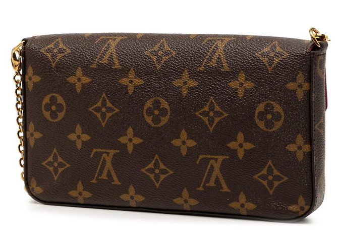 Borsa a tracolla Louis Vuitton Monogram Pochette Felicie Chain Marrone Fuschia - vista 2
