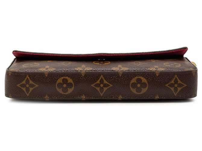 Borsa a tracolla Louis Vuitton Monogram Pochette Felicie Chain Marrone Fuschia - vista 3