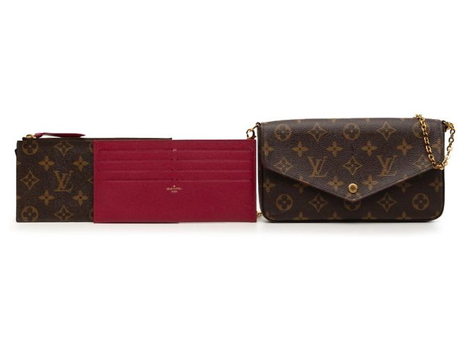 Borsa a tracolla Louis Vuitton Monogram Pochette Felicie Chain Marrone Fuschia - vista 7