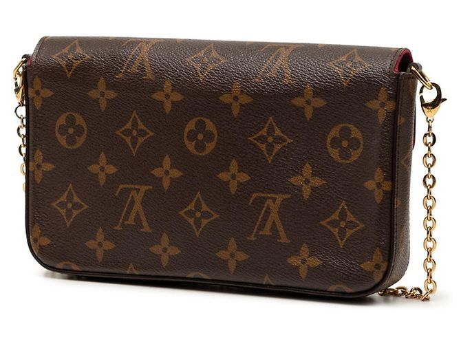 Borsa a tracolla Louis Vuitton Monogram Pochette Felicie Marrone Fuschia - vista 2