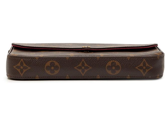 Borsa a tracolla Louis Vuitton Monogram Pochette Felicie Marrone Fuschia - vista 3