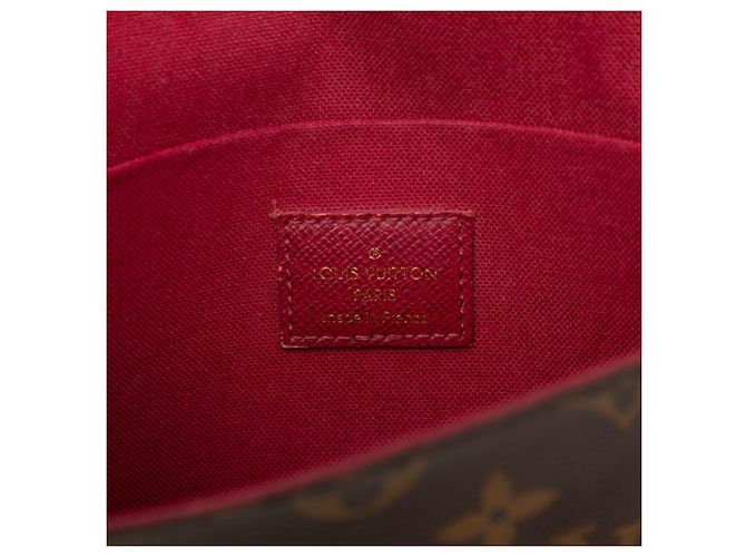Borsa a tracolla Louis Vuitton Monogram Pochette Felicie Marrone Fuschia - vista 5