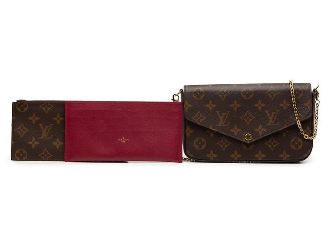 Borsa a tracolla Louis Vuitton Monogram Pochette Felicie Marrone Fuschia - vista 6