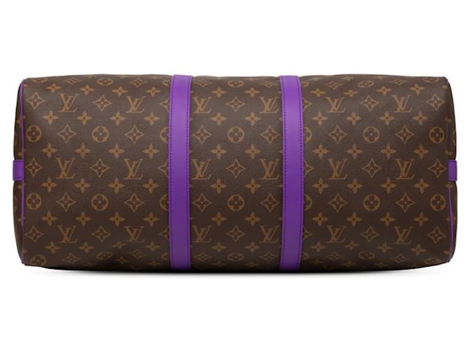 Borsa Louis Vuitton Monogram Macassar Keepall Bandoulière 50 Porpora - vista 3