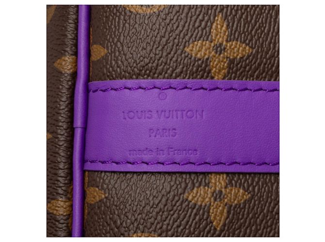 Borsa Louis Vuitton Monogram Macassar Keepall Bandoulière 50 Porpora - vista 5