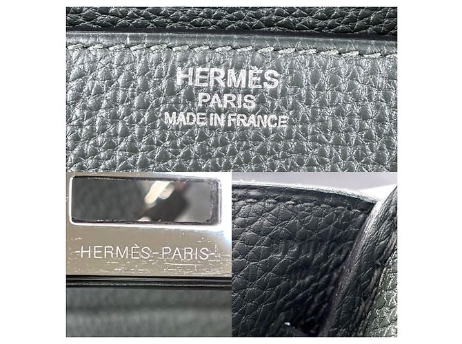 Haut à courroies Borsa in pelle Taurillon verde scuro Hermès - vista 5