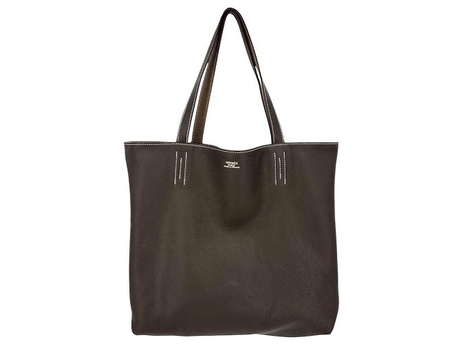 Hermès Borsa Tote Reversibile Hermes Double Sens 45 Marrone - vista 3