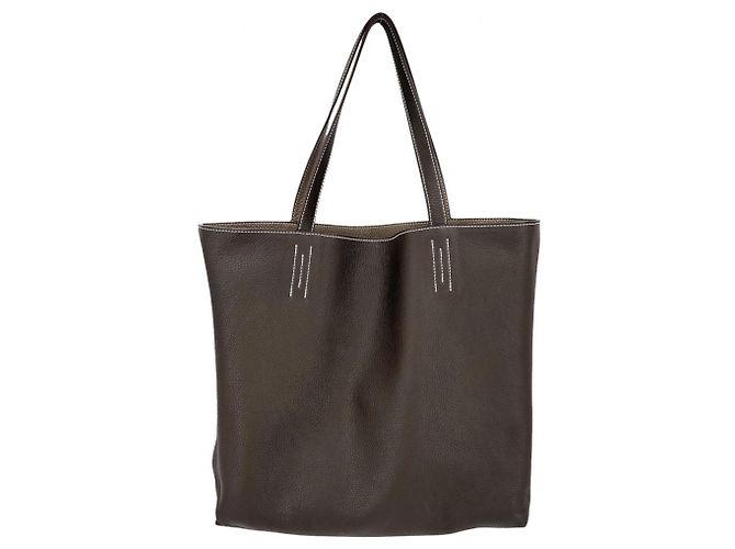 Hermès Borsa Tote Reversibile Hermes Double Sens 45 Marrone - vista 4