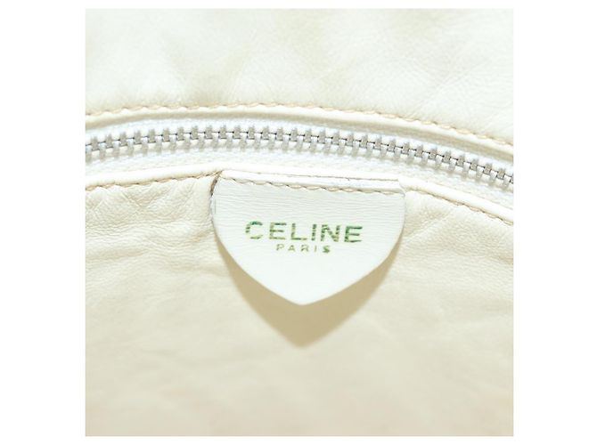 Céline Celine Vintage Circle Logo Leather Small White - view 6