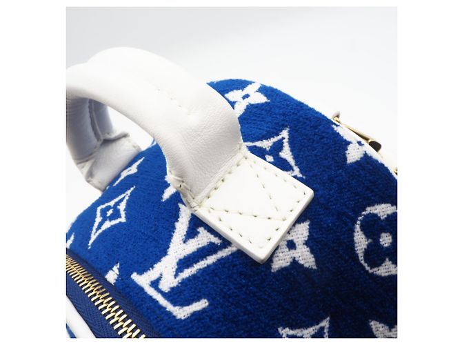 Zaino Louis Vuitton Monogram Jacquard Velvet Palm Springs MINI M46207 Bianco Blu - vista 10