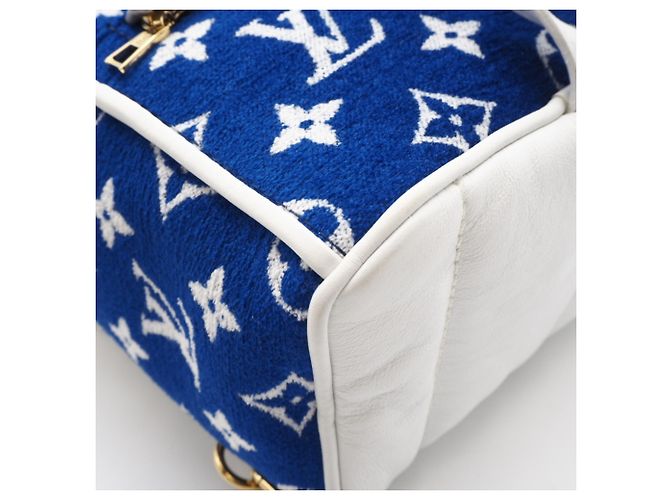 Zaino Louis Vuitton Monogram Jacquard Velvet Palm Springs MINI M46207 Bianco Blu - vista 11