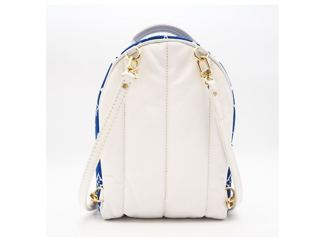 Zaino Louis Vuitton Monogram Jacquard Velvet Palm Springs MINI M46207 Bianco Blu - vista 2