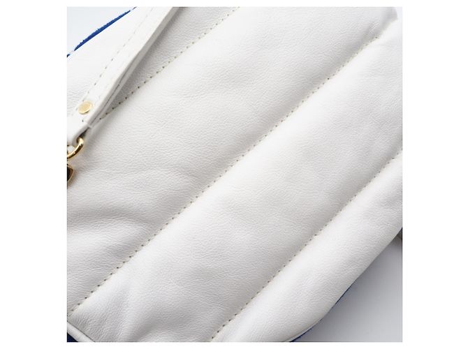 Zaino Louis Vuitton Monogram Jacquard Velvet Palm Springs MINI M46207 Bianco Blu - vista 3