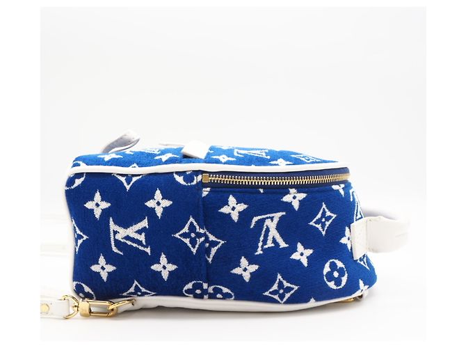 Zaino Louis Vuitton Monogram Jacquard Velvet Palm Springs MINI M46207 Bianco Blu - vista 5