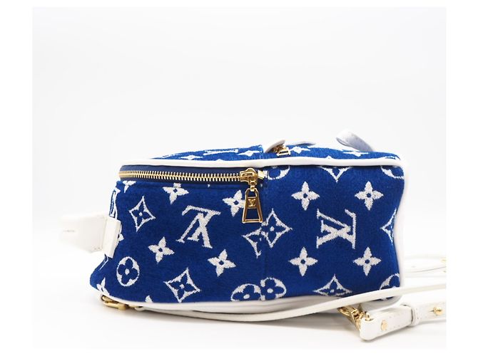 Zaino Louis Vuitton Monogram Jacquard Velvet Palm Springs MINI M46207 Bianco Blu - vista 6