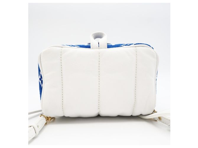 Zaino Louis Vuitton Monogram Jacquard Velvet Palm Springs MINI M46207 Bianco Blu - vista 7