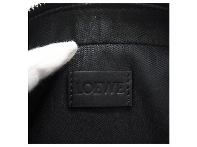 Borsa a tracolla camera in raso e pelle di vitello Anagram Loewe Nero - vista 14