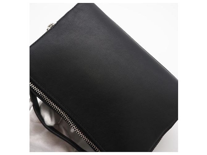 Borsa a tracolla camera in raso e pelle di vitello Anagram Loewe Nero - vista 3