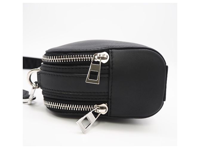 Borsa a tracolla camera in raso e pelle di vitello Anagram Loewe Nero - vista 7