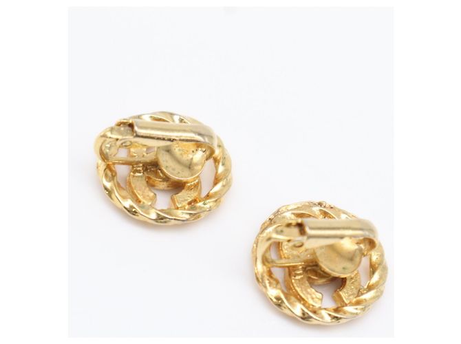 Chanel Coco Mark Round Circle Strass-Ohrringe Golden - Ansicht 2